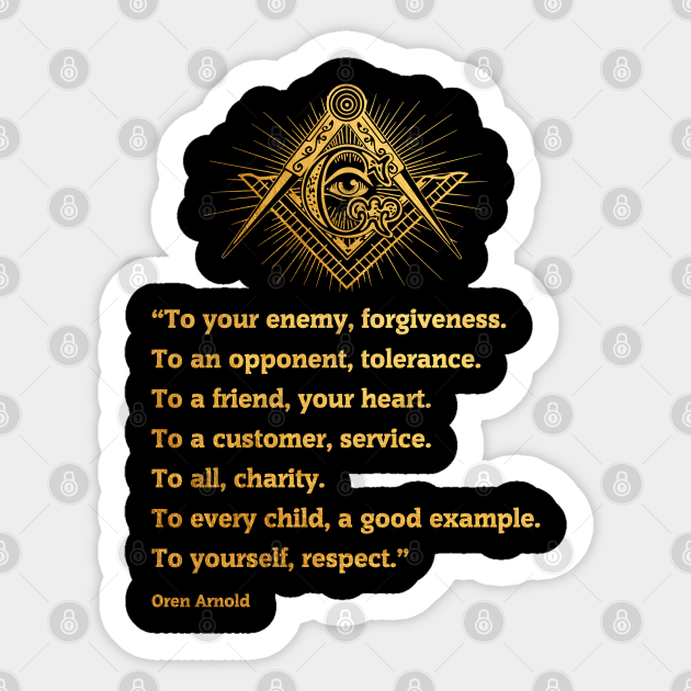 Rules life masonic symbol quote Masonic Sticker TeePublic